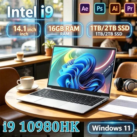 لابتوب 2026 Intel Core i9-10980HK بنظام Windows 11 Pro، شاشة 14.1 بوصة، ذاكرة RAM 16 جيجابايت، تخزين SSD 1 تيرابايت/2 تيرابايت، فتح بالبصمة، مناسب للمكتب والألعاب.