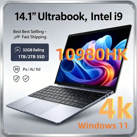 14.1-inch Laptop with Intel Core i9-10980HK, 16GB RAM, up to 2TB SSD, Windows 11 Pro, Ideal for Gaming and Office Use